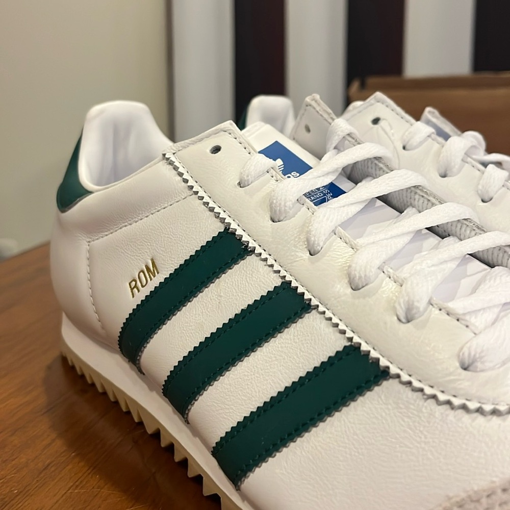 Adidas ROM CG5990 Shoes Sneakers new white green leather Mens Size 11 - Picture 7 of 15